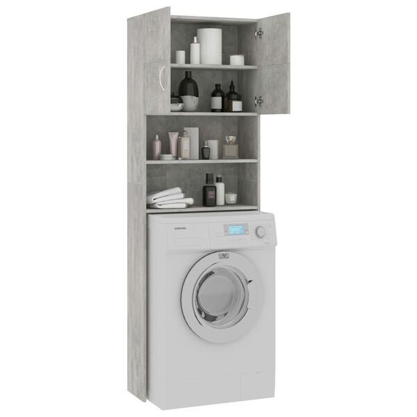 vidaXL Washing Machine Cabinet Concrete Grey 64x25.5x190 cm Engineered Wood