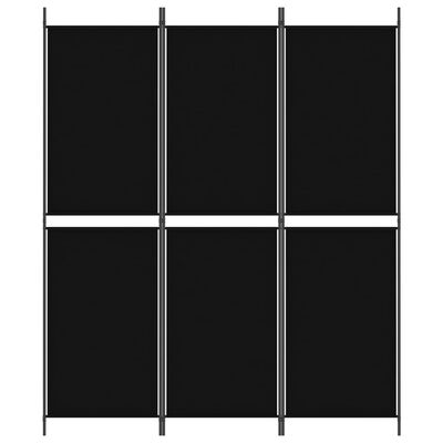 vidaXL 3-Panel Room Divider Black 150x180 cm Fabric