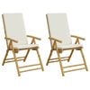 vidaXL Folding Garden Reclining Chairs 2 pcs with Cushions Bamboo