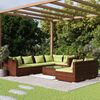 vidaXL 8 Piece Garden Lounge Set with Cushions Brown Poly Rattan