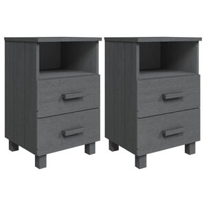 vidaXL Bedside Cabinet | Set of 2 | Dark Grey | Solid pinewood, MDF | Medium