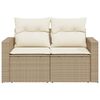 vidaXL Garden Sofa with Cushions 2-Seater Beige Poly Rattan