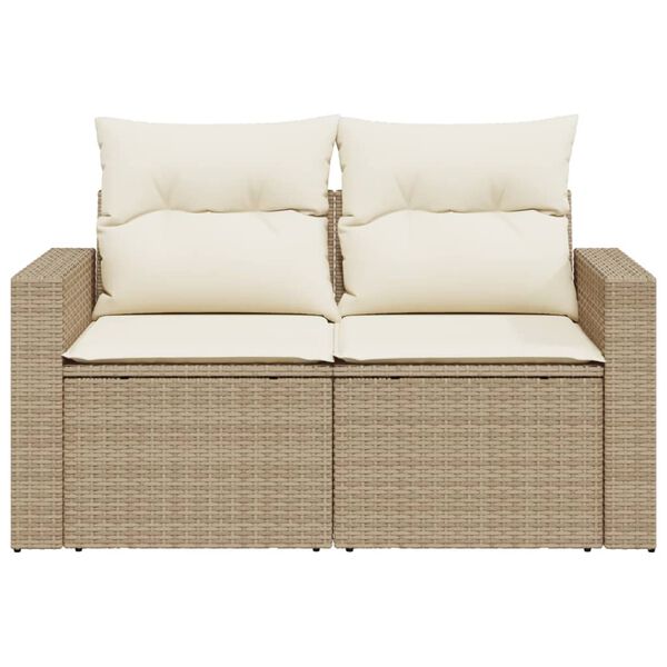 vidaXL Garden Sofa with Cushions 2-Seater Beige Poly Rattan
