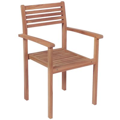 vidaXL Stackable Garden Chairs with Cushions 8 pcs Solid Teak Wood (2x43037+2x314054)