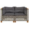 vidaXL Garden Sofas Corner with Cushions 2 pcs Grey Poly Rattan