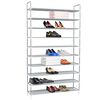 vidaXL Shoe Rack with 10 Shelves Metal and Non-woven Fabric Silver