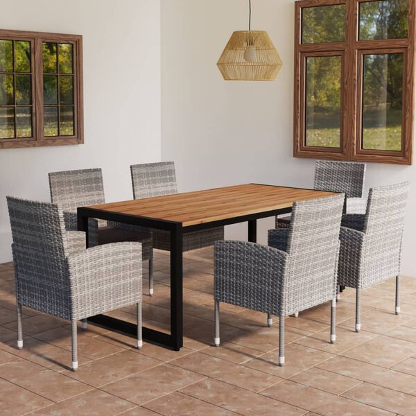 vidaXL 7 Piece Garden Dining Set Grey