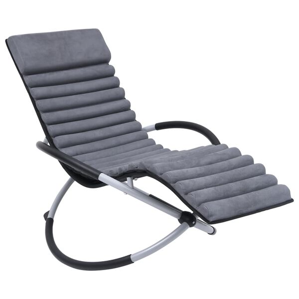 vidaXL Outdoor Sun Lounger with Cushion Steel Grey