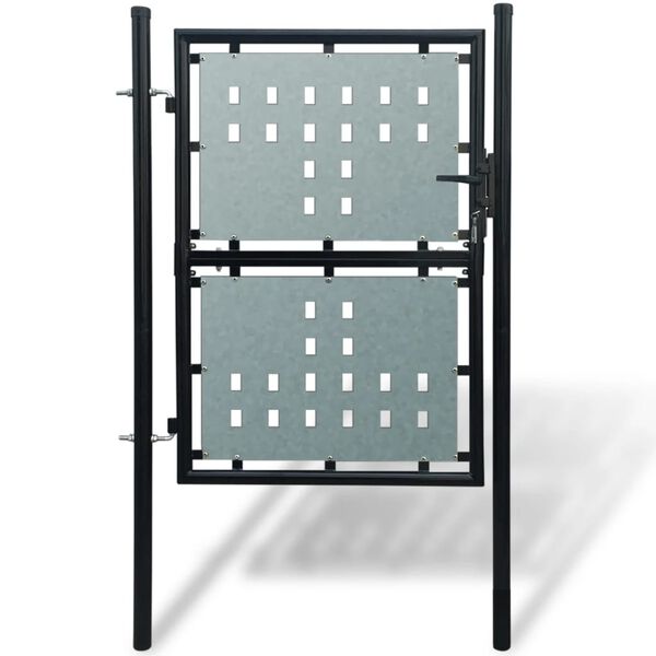 vidaXL Black Single Door Fence Gate 100x150 cm