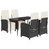 vidaXL 5 Piece Garden Dining Set with Cushions Black Poly Rattan