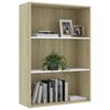 vidaXL 3-Tier Book Cabinet White and Sonoma Oak 80x30x114 cm Engineered Wood