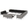 vidaXL 14 Piece Garden Lounge Set with Cushions Poly Rattan Dark Grey