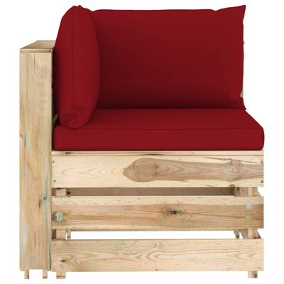 vidaXL 4 Piece Garden Lounge Set with Cushions Green Impregnated Wood