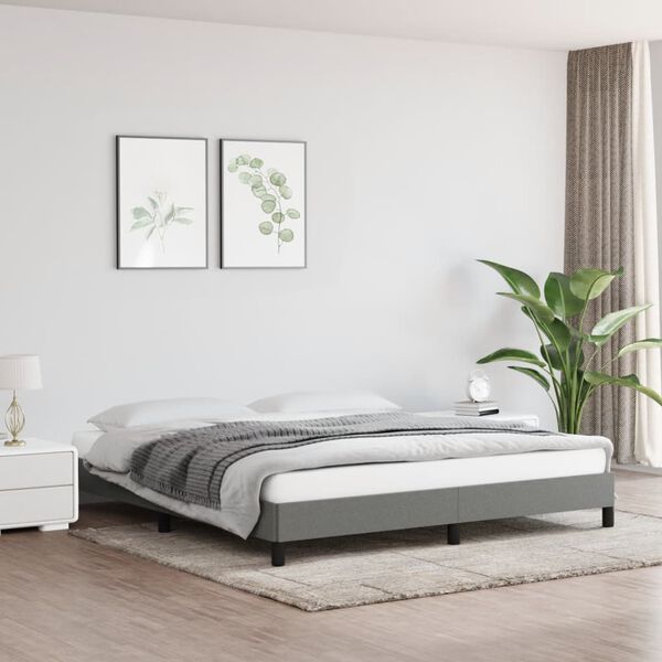 vidaXL Bed Frame without Mattress Dark Grey 183x203 cm King Fabric