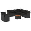 vidaXL 10 Piece Garden Sofa Set with Cushions Black Poly Rattan