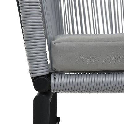 vidaXL 3 Piece Bistro Set with Cushions PE Rattan Grey