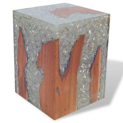 vidaXL Stool Solid Teak Wood and Resin