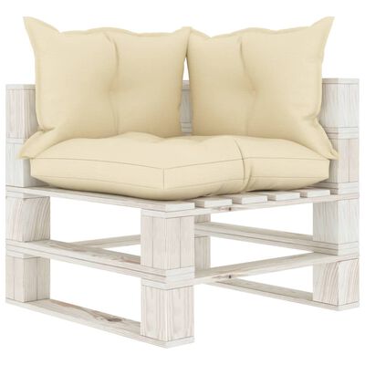 vidaXL Garden Pallet Sofa 4-Seater with Cream Cushions Wood