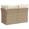 vidaXL Garden Sofa with Cushions 2-Seater Beige Poly Rattan