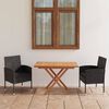 vidaXL 3 Piece Garden Dining Set Poly Rattan & Solid Acacia Wood Black