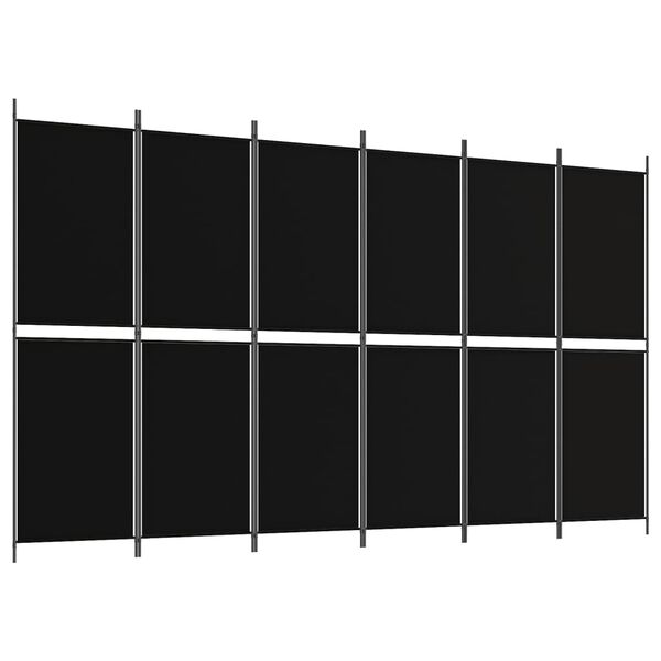 vidaXL 6-Panel Room Divider Black 300x180 cm Fabric