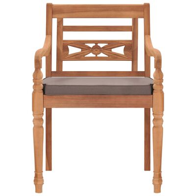 vidaXL Batavia Chairs 2 pcs with Dark Grey Cushions Solid Teak Wood