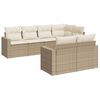 vidaXL 7 Piece Garden Sofa Set with Cushions Beige Poly Rattan