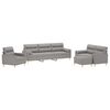 vidaXL 4 Piece Sofa Set with Throw Pillows&Cushions Light Grey Fabric