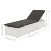 vidaXL Sun Lounger with Cushion Poly Rattan White