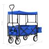 vidaXL Folding Hand Trolley with Canopy Steel Blue