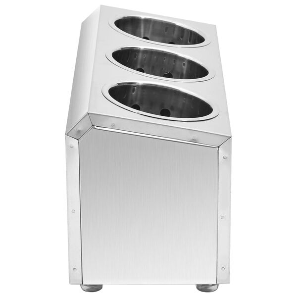 vidaXL Cutlery Holder 3 Grids Rectangular Stainless Steel
