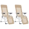 vidaXL Folding Camping Chairs 2 pcs with Footrest Cream Aluminium