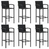 vidaXL 7 Piece Outdoor Bar Set with Armrest Poly Rattan Black