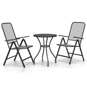 vidaXL 3 Piece Garden Dining Set Expanded Metal Mesh Anthracite