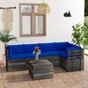 vidaXL 6 Piece Garden Pallet Lounge Set with Cushions Solid Pinewood