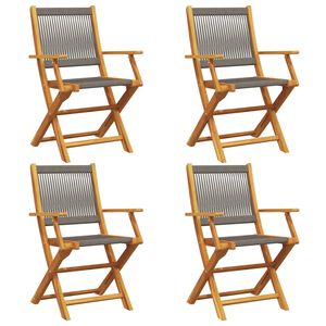 vidaXL Folding Garden Chairs 4 pcs Grey Solid Wood Acacia