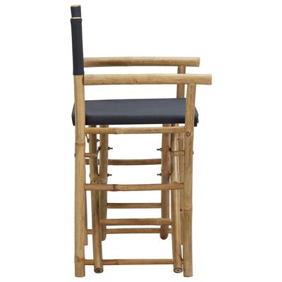 vidaXL Folding Director's Chairs 2 pcs Dark Grey Bamboo and Fabric
