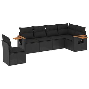 vidaXL 6 Piece Garden Sofa Set with Cushions Black Poly Rattan