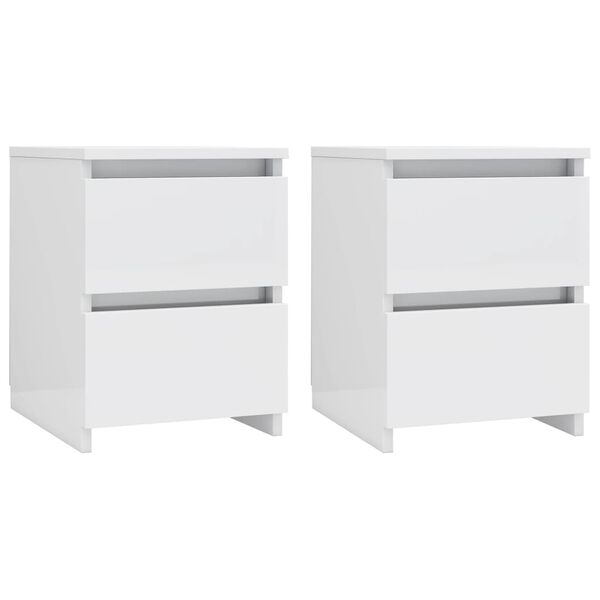 vidaXL Bedside Cabinets 2 pcs High Gloss White 30x30x40 cm Engineered Wood