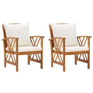 vidaXL Garden Chairs with Cushions 2 pcs Solid Acacia Wood