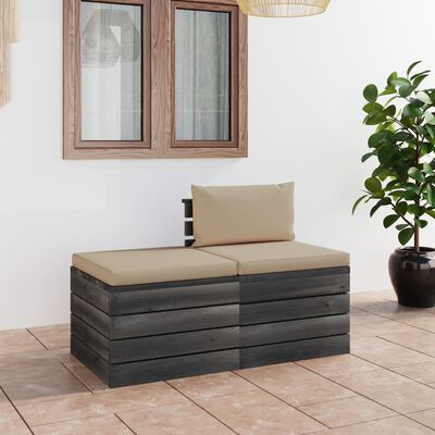 vidaXL 2 Piece Garden Pallet Lounge Set with Cushions Solid Pinewood