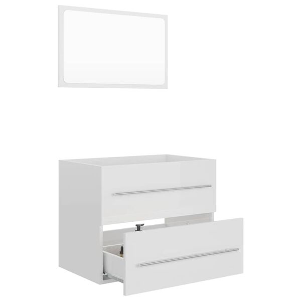 vidaXL 2 Piece Bathroom Furniture Set High Gloss White Engineered Wood