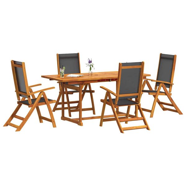 vidaXL 7 Piece Garden Dining Set Solid Wood Acacia and Textilene
