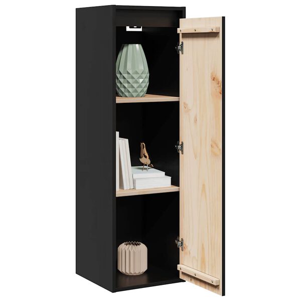 vidaXL Wall Cabinets 2 pcs Black 30x30x100 cm Solid Pinewood