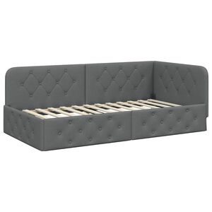 vidaXL Corner Bed Frame Dark Grey 90 x 200 cm Fabric