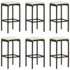 vidaXL Bar Stools with Cushions 6 pcs Brown Poly Rattan