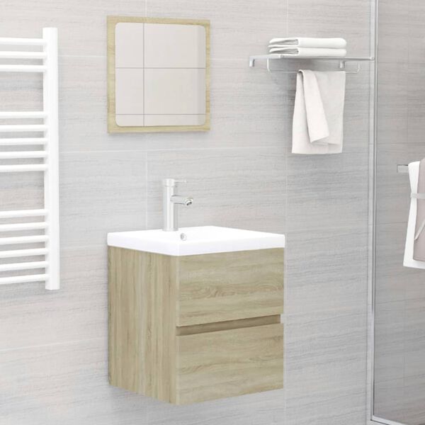 vidaXL Bathroom Furniture Set Sonoma Oak Engineered Wood