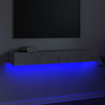 vidaXL TV Cabinet with LED Lights Concrete Grey 120x35x15.5 cm