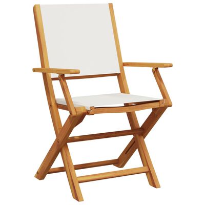 vidaXL Folding Garden Chairs 4 pcs Cream White Fabric and Solid Wood