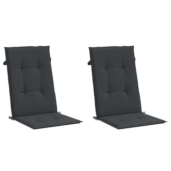 vidaXL Garden Highback Chair Cushions 2 pcs Black 120x50x3 cm Fabric